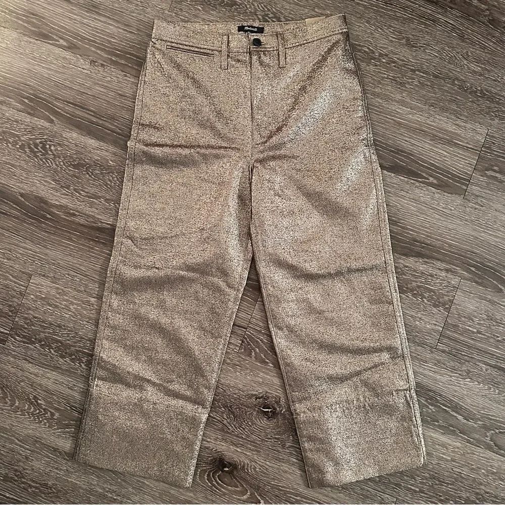 Madewell Emmett Wide-Leg Crop Pants in Metallic